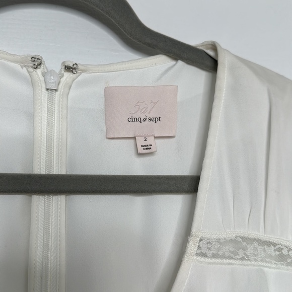 CINQ A SEPT Sanya Ruffled Silk & Lace ivory Dress 2 NWOT - Picture 9 of 12